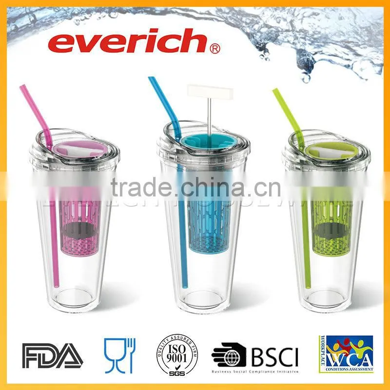 leak proof clear wholesale plastic fruit infuser tumbler