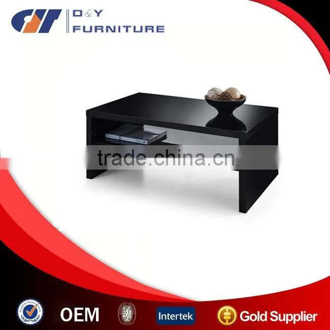 Metro High Gloss Designer Coffee Table Black Rectangle with Shelf
