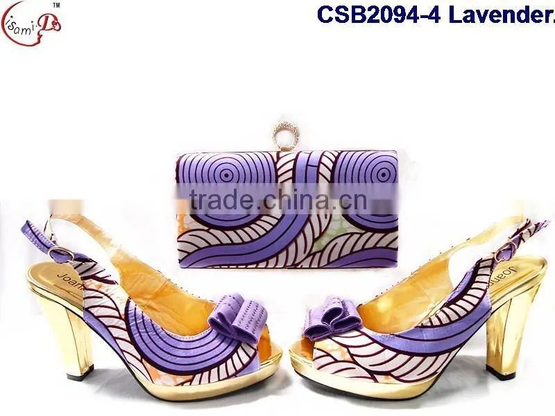 CSB2094 lovely elegant newest design pink/green shoes& bags for woman sandals with high heels matsh bags wedding /party shoe