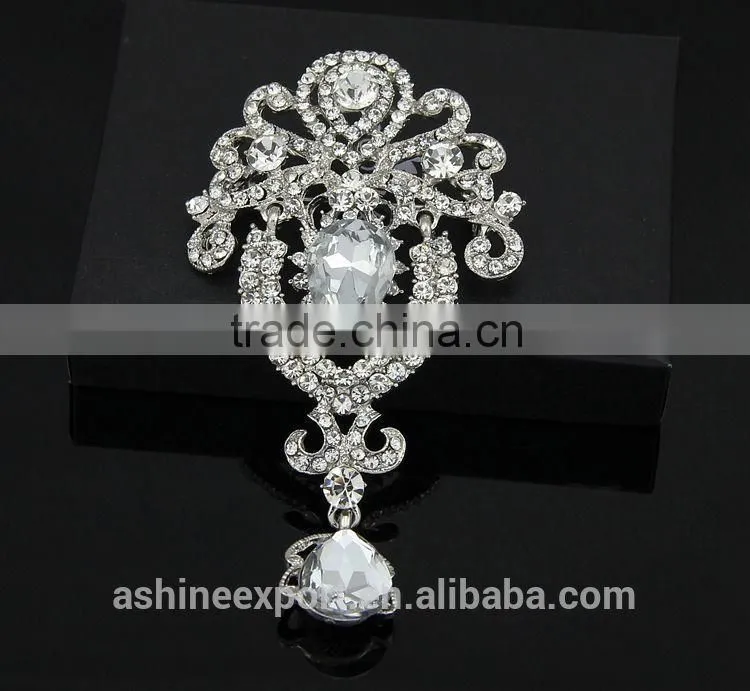 Cheap beautiful bridal marquise bulk crystal rhinestone brooch/handmade rhinestone brooch