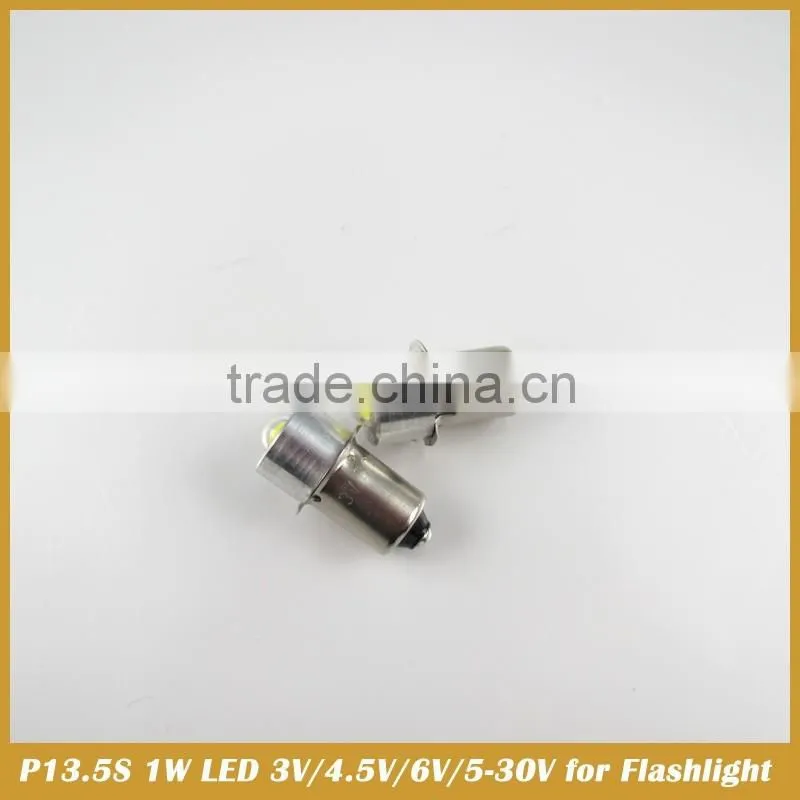 P13.5S 1W LED Torch Globe Bulb 3V/4.5V/6V/5-30V