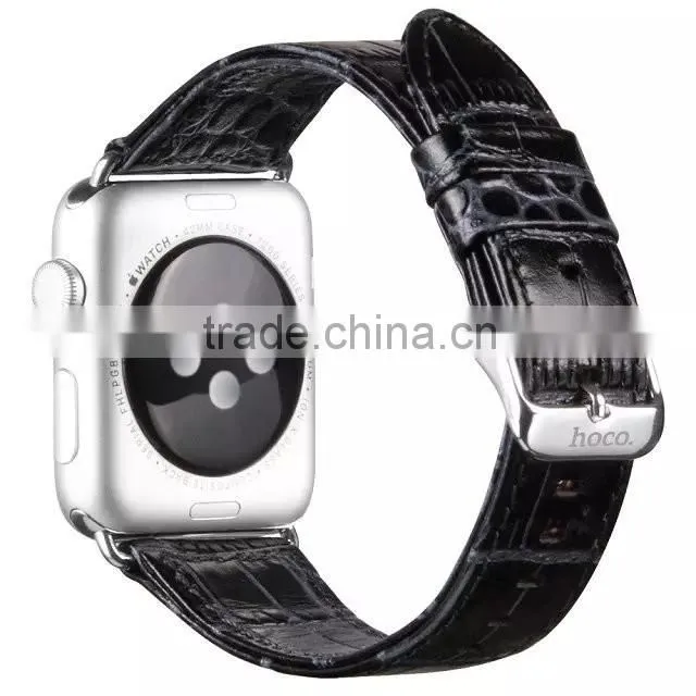 Hot Sale crocodile grain real leather watch band for Apple watch