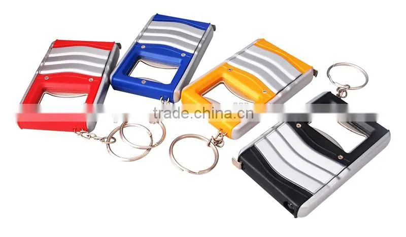 keychain light with bottle opener and tape measure