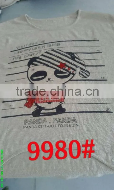 Printing panda pattern and hot drilling technology of girls sweater 9980#
