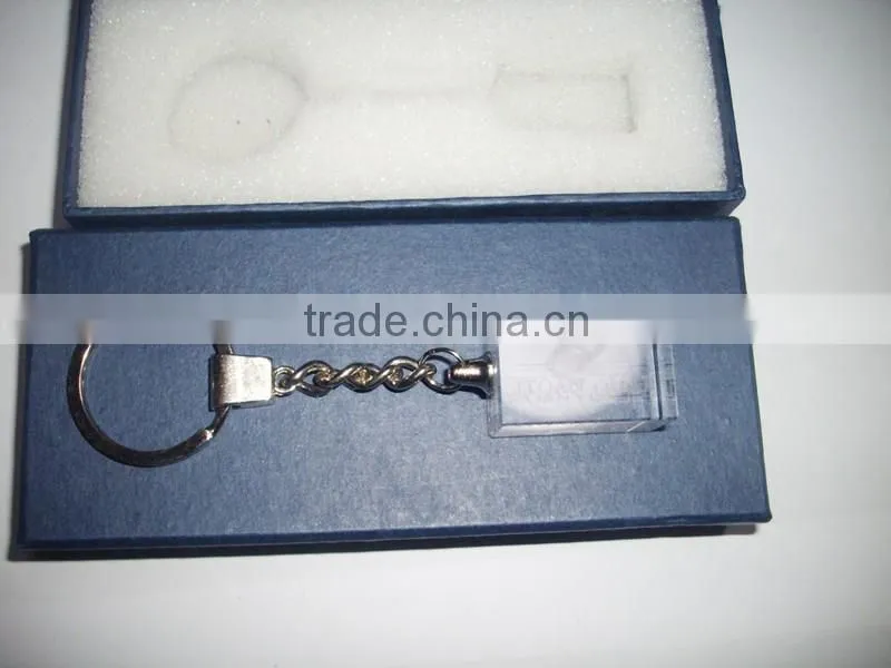 Wholesale DIY 3d laser engraved crystal led keychain/key rings/keyholder for company promotional gifts
