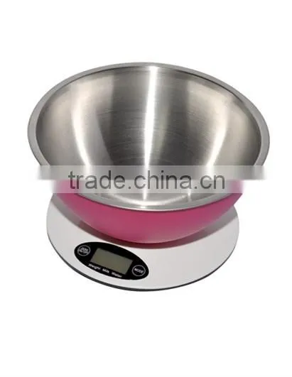 stainless steel big bowl kitchen diet food scale max 5kg