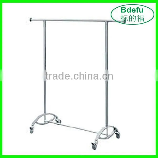 Double Clothes Coat Rail Garment Dress Hanging Display Stand On Wheels Shoe Rack