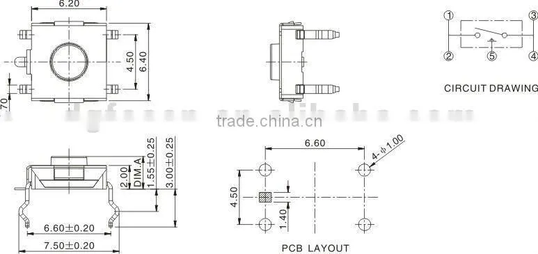 tact switch for car audio TS-1306A