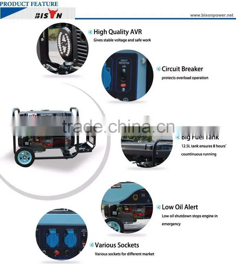 Bison China Taizhou Factory 5KW Gasoline Generator Blue Design