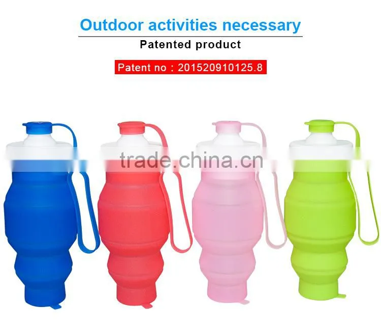 2016 Hot Sale 530ml Cheap Price Folding Silicone Water Bottle