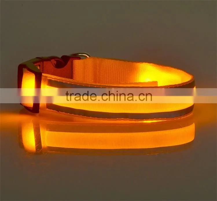 Lighted up LED Collar Striped Mesh Nylon Collar
