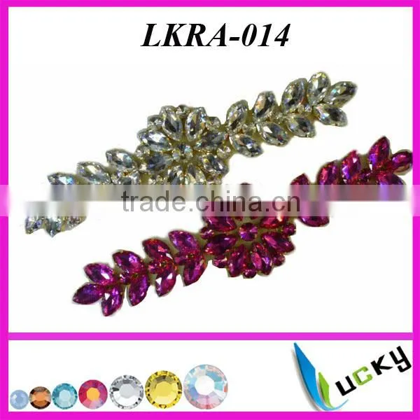 Hot Selling New Design LKRA-014 bridal appliques Rhinestone appliques for wedding dress