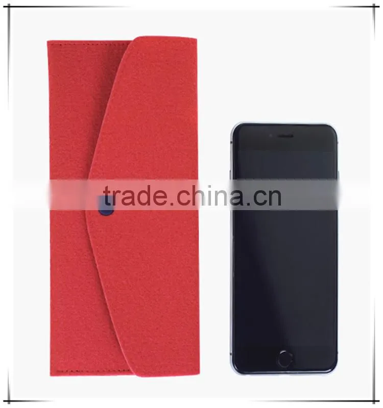 New Design High Quality Custom Button Felt Mobile Phone Pouch
