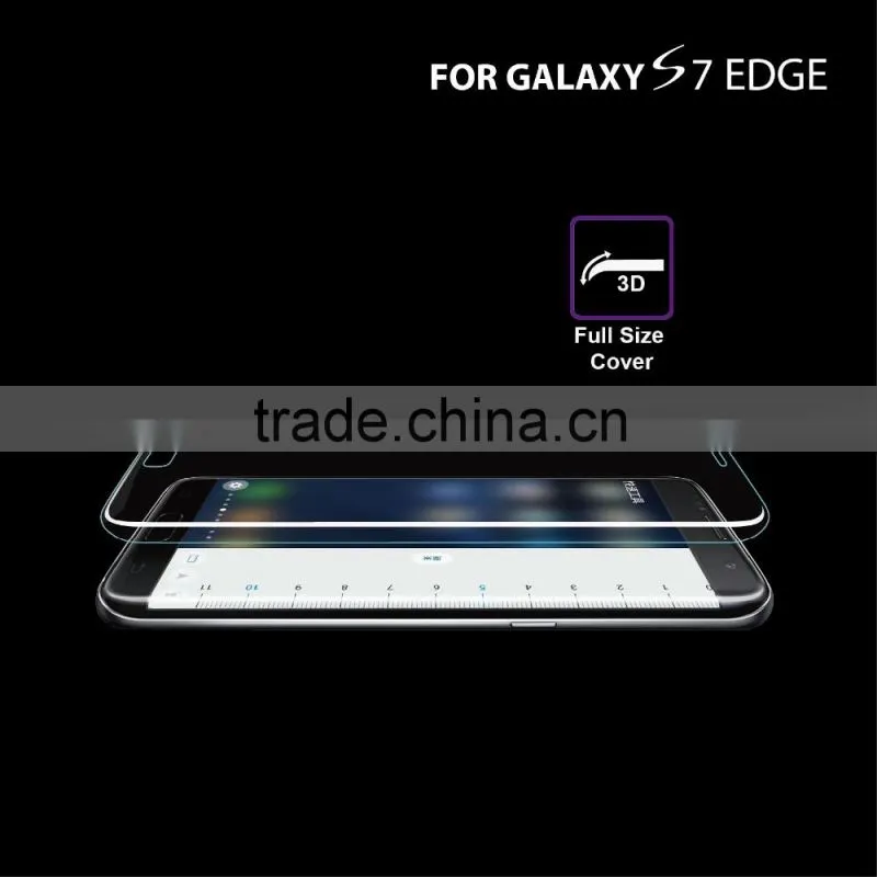 For S7 edge tempered glass screen protector, clear 3D curved full cover glass for s7 edge