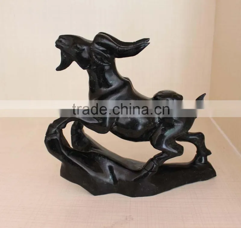 natural rock black obsidian crystal carving sheep
