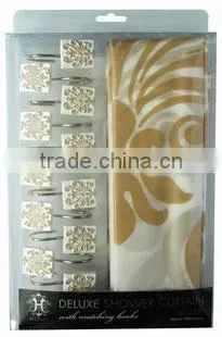 leaves series shower curtain with matching resin hook set