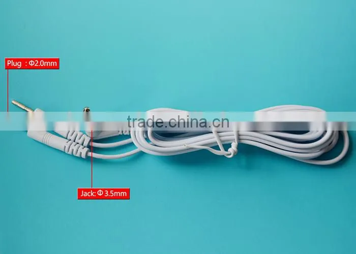 2 In1 pin electrode unit lead wire cable,DC2.5/3.5mm available for TENS
