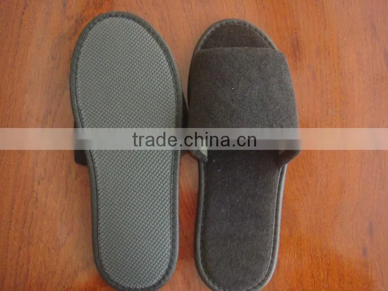 High quality Black Terry hotel slippers & bathroom slippers with EVA sole