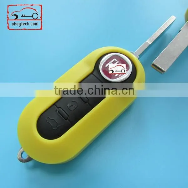 High Quatity Fita 500 flip remote key shell yellow 3 button Fiat 500 Brava Panda Punto fobs romote key case