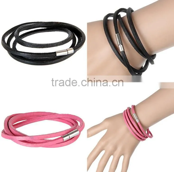Fashion Men Jewelry Cow Rivet Skull Charms Leather Bracelet