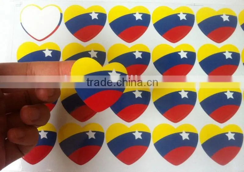 Customized die cut heart shape vinyl stickers