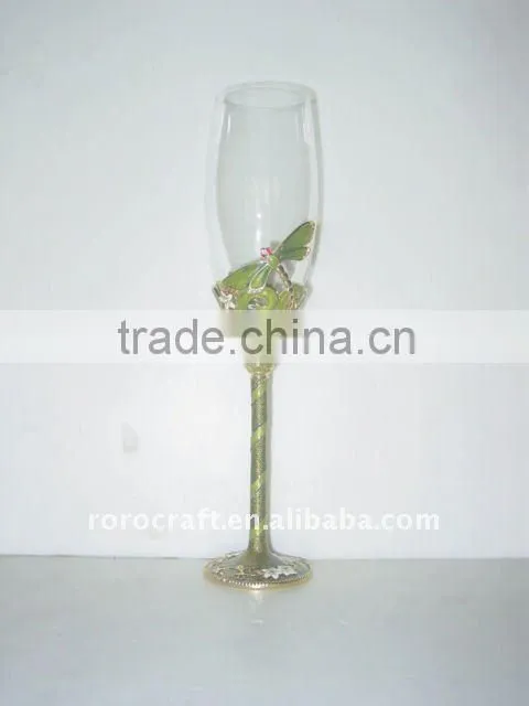 pewter design wedding champagne flute