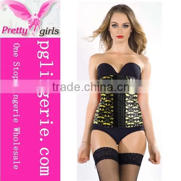 Butterfly pattern latex rubber waist training made printed latex corset