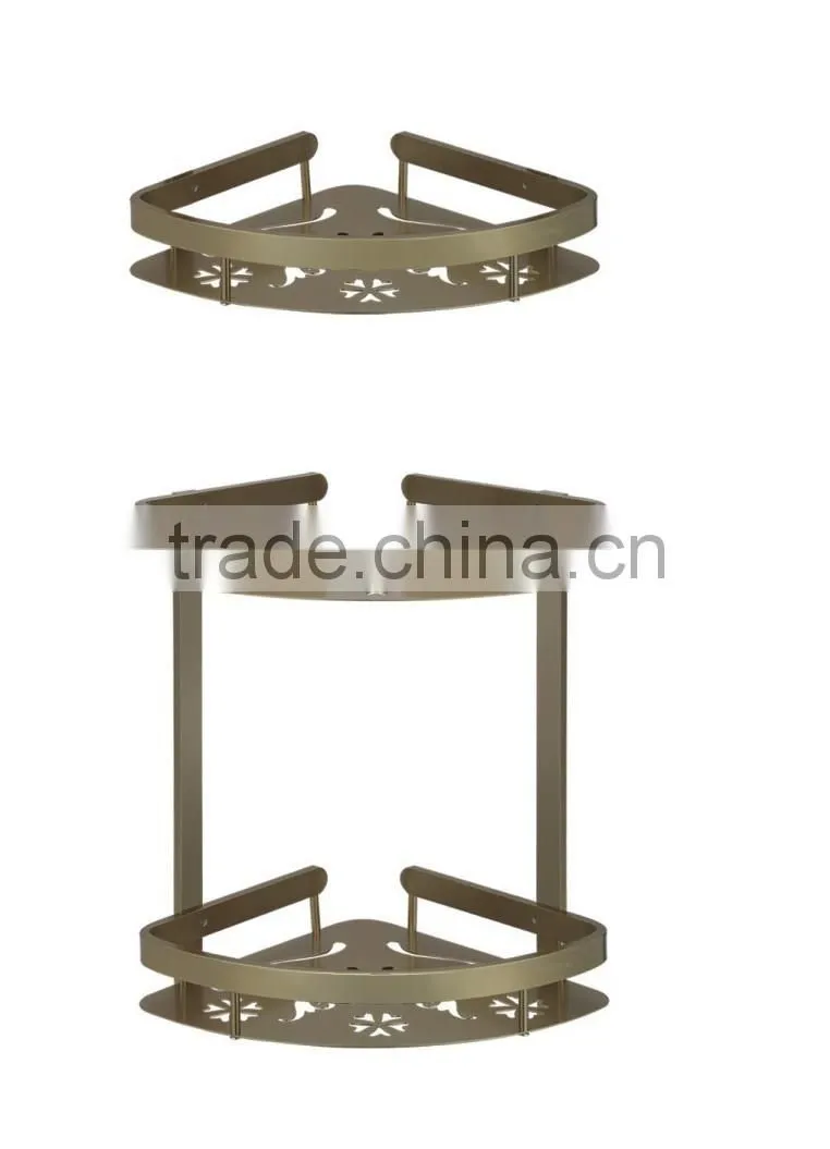 unique aluminium bathroom corner shelf with bar and Bathroom 2 Tier Aluminium Wall Mounted Corner Shelf