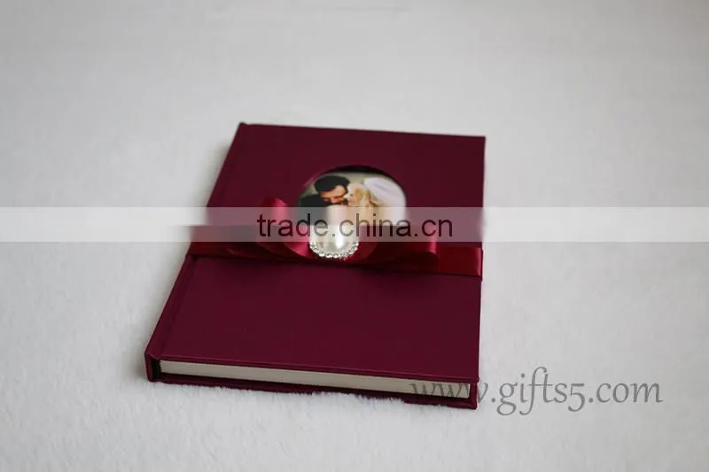 Luxury Silk Covor Wedding Guest Book with ribbon
