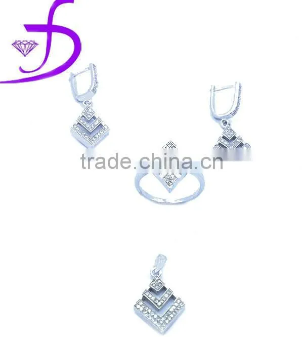 wholesale silver set silver ladies set sterling silver sets with CZ