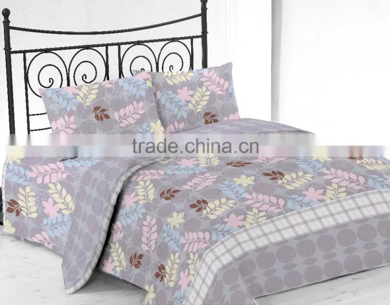 Microfiber Printed Bed Sheet Set With Leaf Design