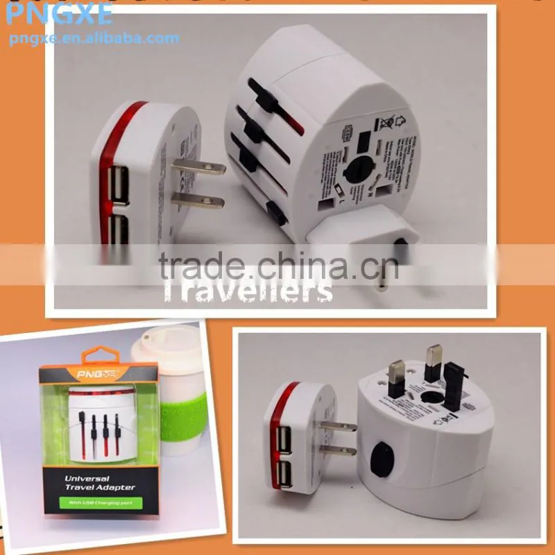 PNGXE Dual USB Ports Universal Wall Charger for iphone 5 6 wall charger with Collapsible Plugs(US,UK,EU,AU) AD-113
