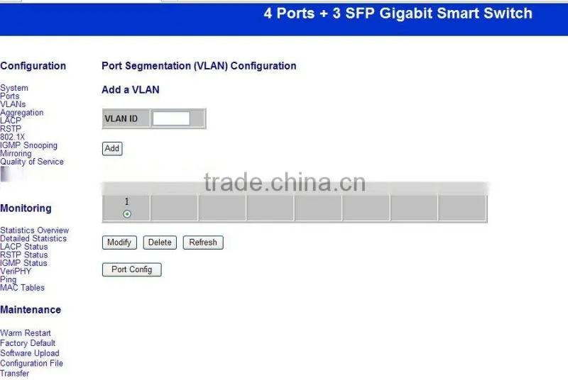 4 Ports Gigabit + 3SFP Web Management fiber Switch