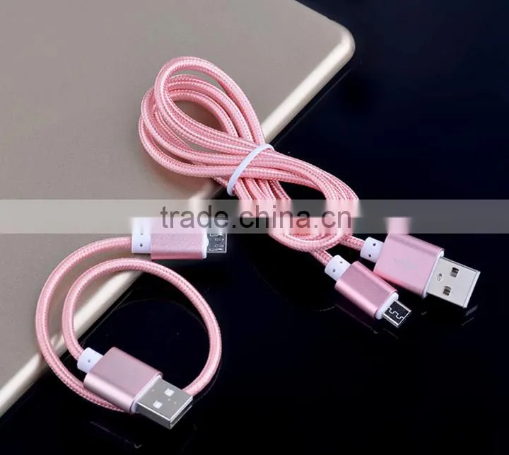 Nylon Woven USB Cable for V8 micro usb data cable for HTC Sony Xiaomi smart phone