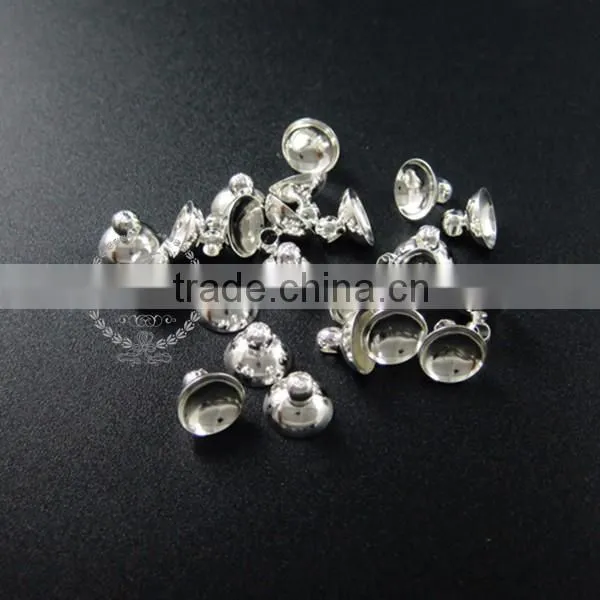8mm silver plated brass glass dome cover cap DIY bail supplies findings 1532014