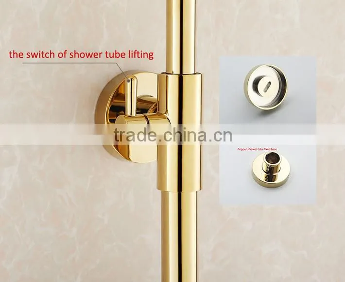 Luxury high quality brass gold finishing bathroom rain shower set