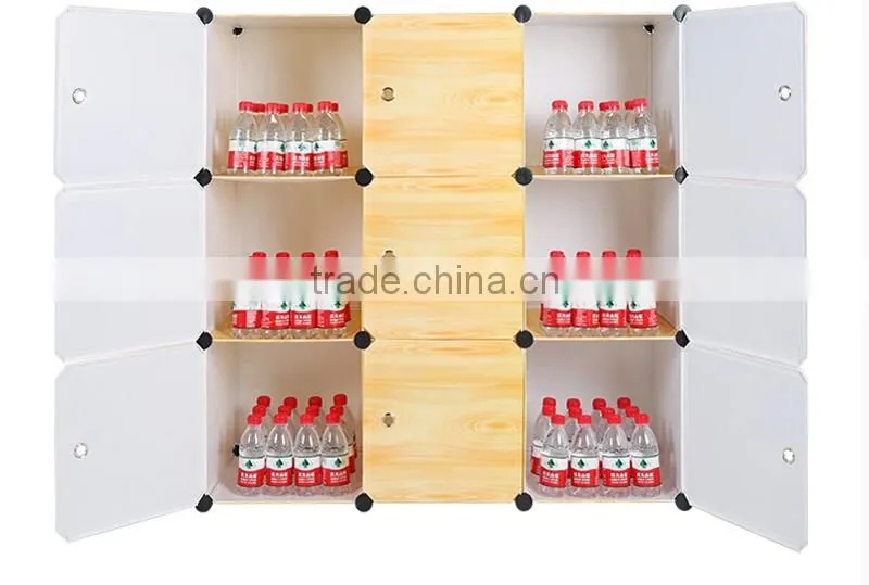 Plastic wooden wardrobe assembled by panels and connectors(FH-AL0041-12)