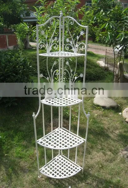 Decorative 4-tier garden triangle corner shelf