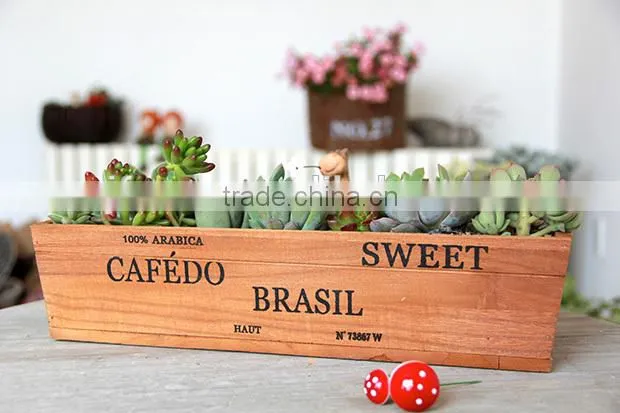 Creative succulent plant rectangle garden woood planter