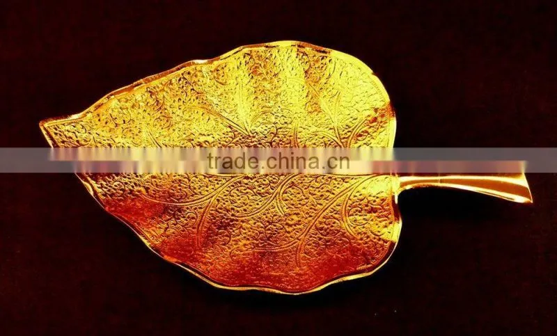 Promotional gift, corporate gift, beautiful wedding gift gold plated brass bowl spoon set