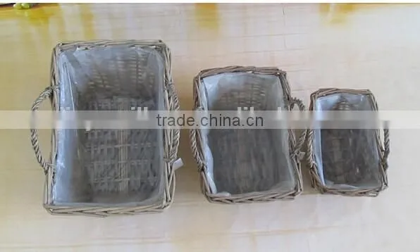 Handmade wicker flower baskets for planting with plastic liner wicker plants basket