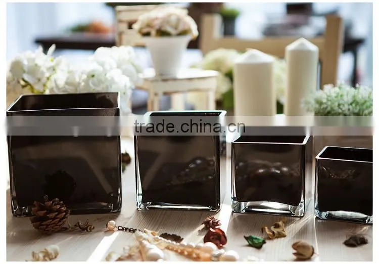 high quality black and white square glass vases