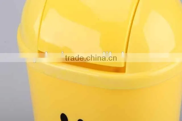 Printed Smiling Face Plastic Trash Can Household Garbage Can/Desktop bin