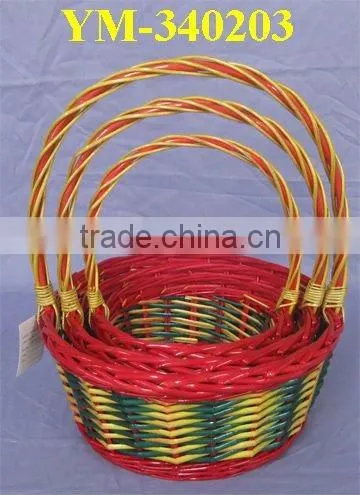 set colorful wicker basket