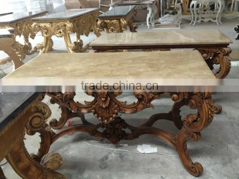 Arabic Living Room Furniture Hand-Carved Console Desk with Marble