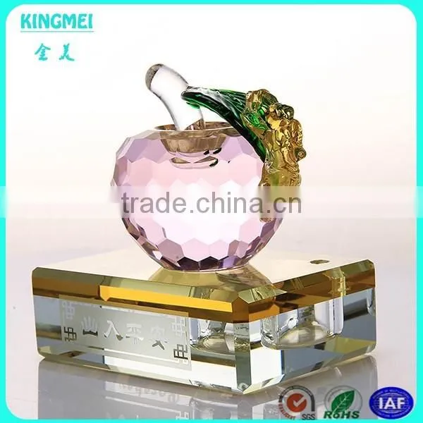 gold leaves glass apple with mirror base for car decoration