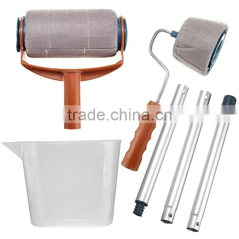 6Pcs/set Paint Roller Brush Handle Pro Flocked Edger Room Wall Painting Runner