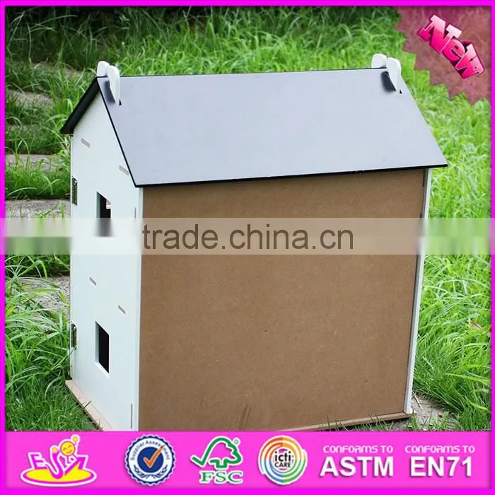 2016 Hot Item kids wooden small toy house, top fashion baby wooden small toy house W06A154