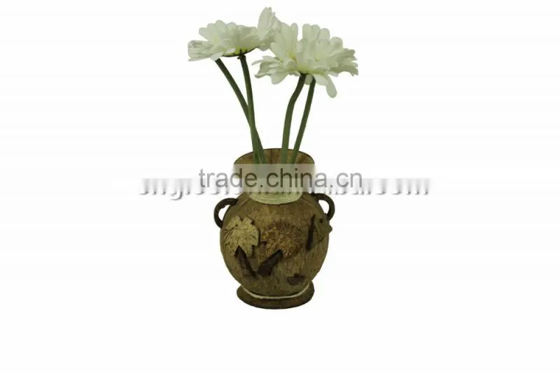 Beautiful Eco-Friendly Coconut Shell Vase/Flower vase/Home Decoration Vase