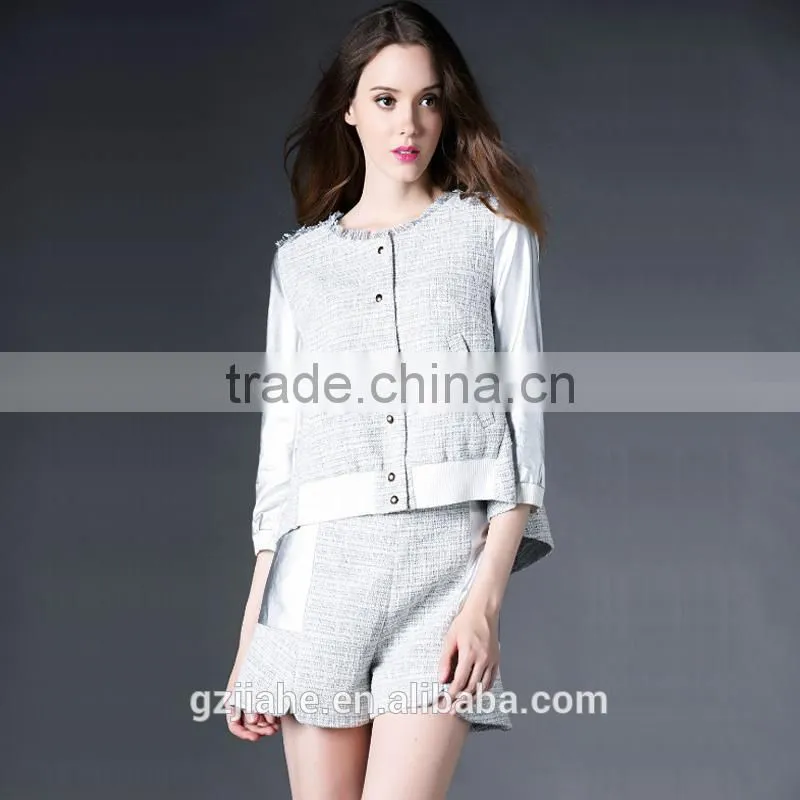 New Arrival Two Pieces Set Woman Jacket With Shorts Casual Suit